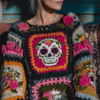 Womens Retro Printed American Style Streetwear Loose Knit Sweater Top Beautiful Legend Store