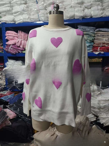 Fashion Women's Wear Love Long Sleeve Knitted Sweater Maiden-Art