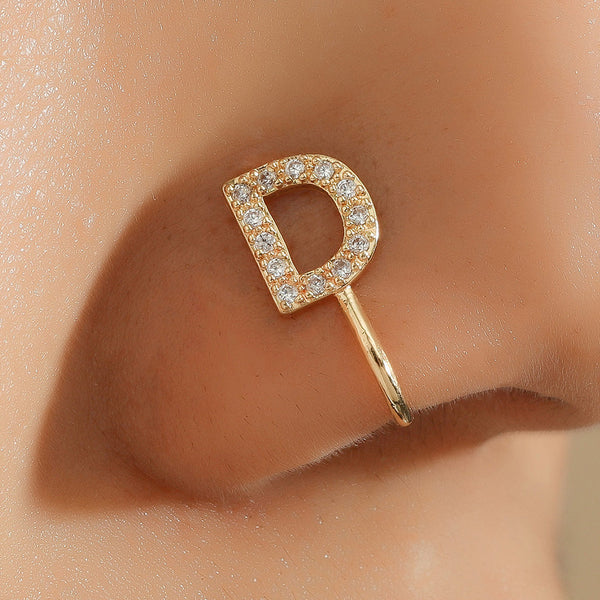 No Piercing Nose Pin Copper Inlaid Zircon Letter U Shape Maiden-Art