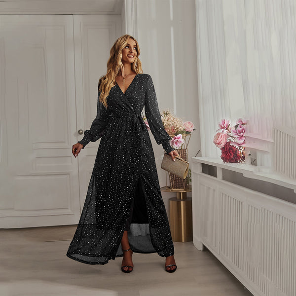 Split Sexy Sequin Gauze Dress Maiden-Art