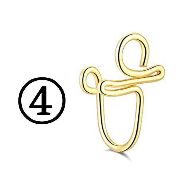 New Twisted Geometric Hollow Stainless Steel Non-hole Fake Nose Maiden-Art