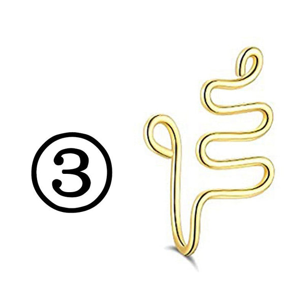 New Twisted Geometric Hollow Stainless Steel Non-hole Fake Nose Maiden-Art