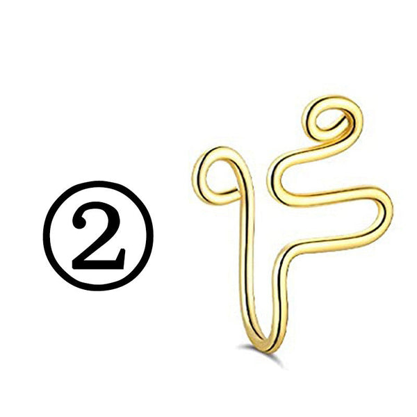 New Twisted Geometric Hollow Stainless Steel Non-hole Fake Nose Maiden-Art