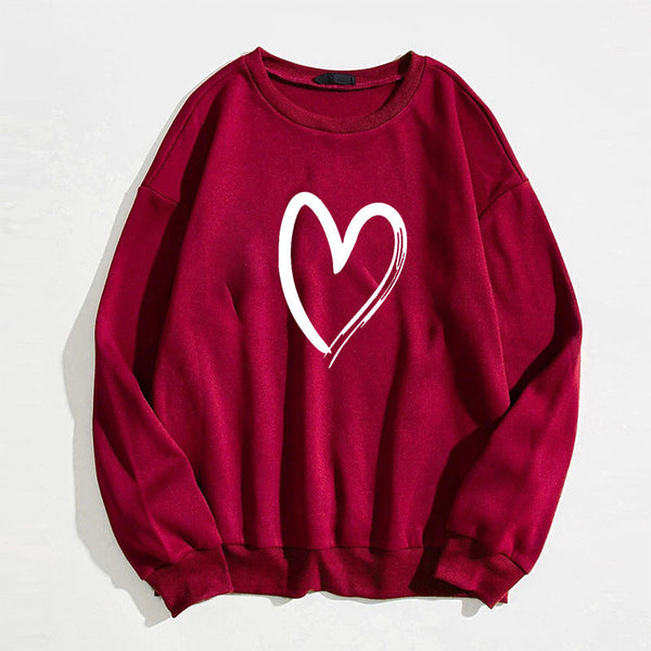 Printed Heart Trendy Sweater For Women Maiden-Art