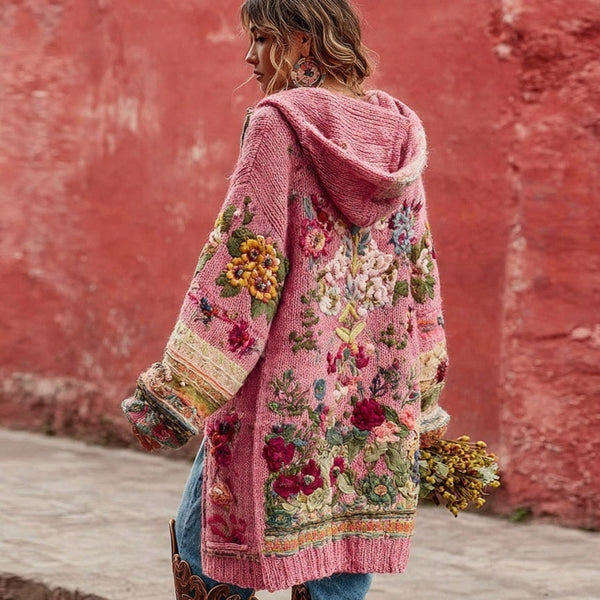 Skin-friendly, Printed, Crew-neck, Loose-fitting Long Sweater Coat Beautiful Legend Store