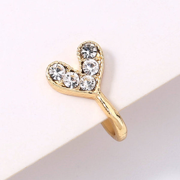 Gold rhinestone nose ring, mini crown rhinestone nose ring, piercing crown nose clip Maiden-Art