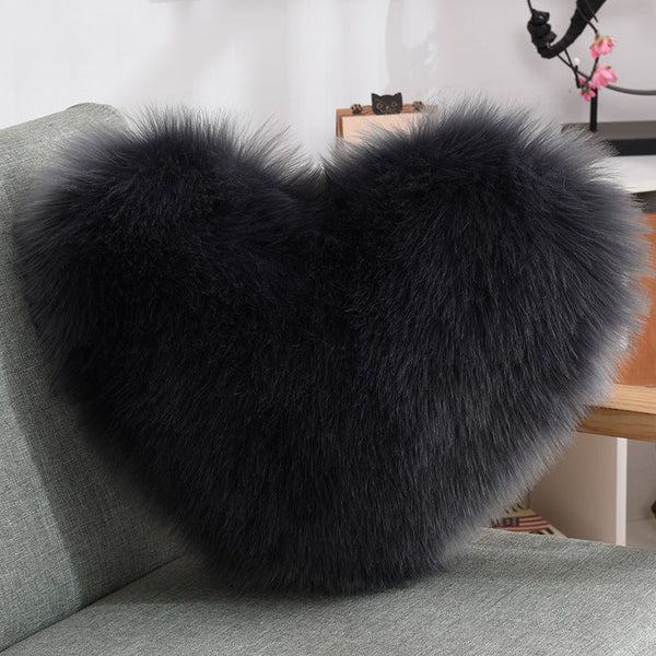 Throw Pillows Heart Shape Long Plush Fluffy Shaggy Cushion Cover Sofa Cushions Decorative Pillow Covers Pillowcase White Maiden-Art