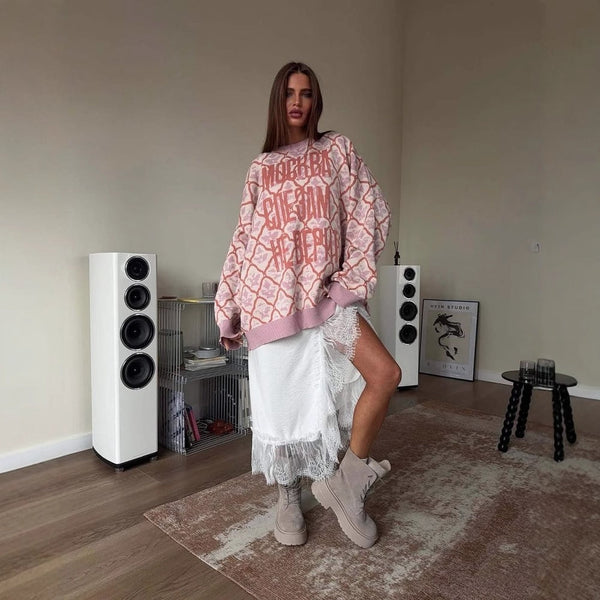 Womens Niche Laid-back Casual Pullover Sweater Beautiful Legend Store