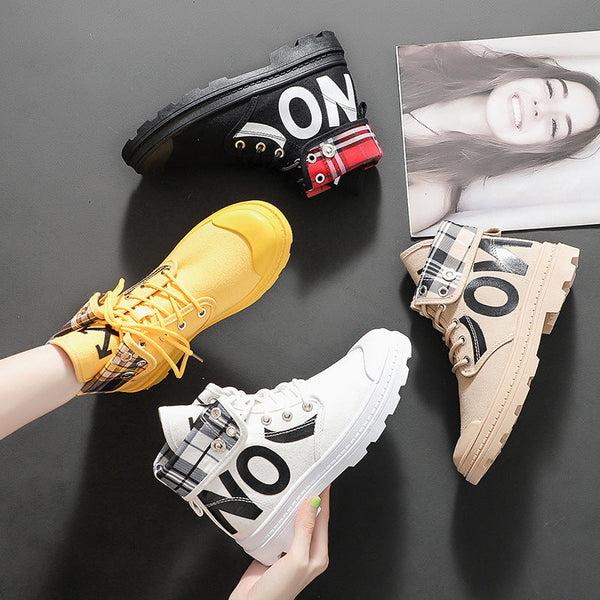 New All-match High-top Girls Canvas Short Boots Women's Shoes Maiden-Art