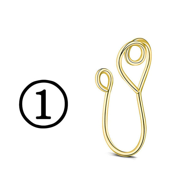 New Twisted Geometric Hollow Stainless Steel Non-hole Fake Nose Maiden-Art