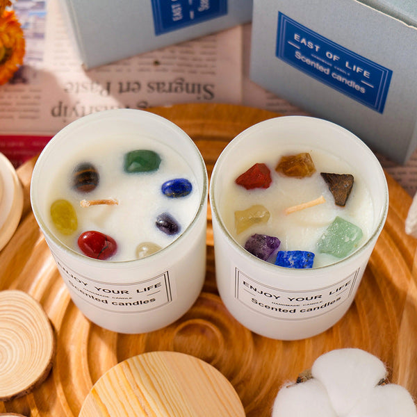 Natural Crystal Stone Aromatherapy Candle Soy Wax Smokeless Candles Gift Box Christmas Hand Gift Maiden-Art