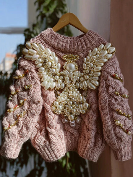 Womens Loose V-Neck Polyester Sweater Maiden-Art