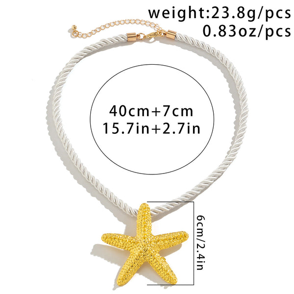 Beach Starfish Pendant Necklace Earrings Maiden-Art