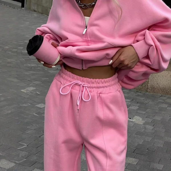 Fall Women's Clothing Zipper Casual Sweater Two-piece Set Maiden-Art