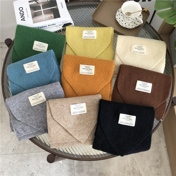 Pure Color Knitted All-match Cute Multifunctional Scarf Maiden-Art