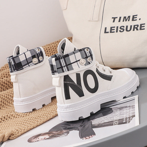 New All-match High-top Girls Canvas Short Boots Women's Shoes Maiden-Art