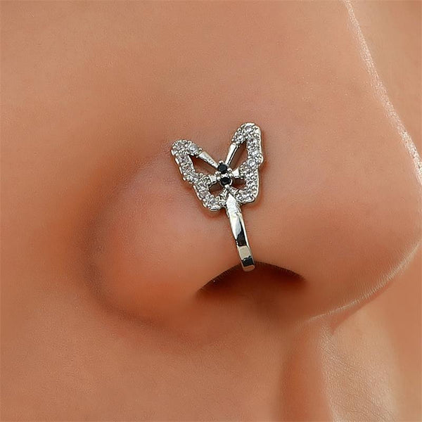 Personalized U-Shaped Diamond-Studded Butterfly European And American Non-Hole Nose Clip Maiden-Art