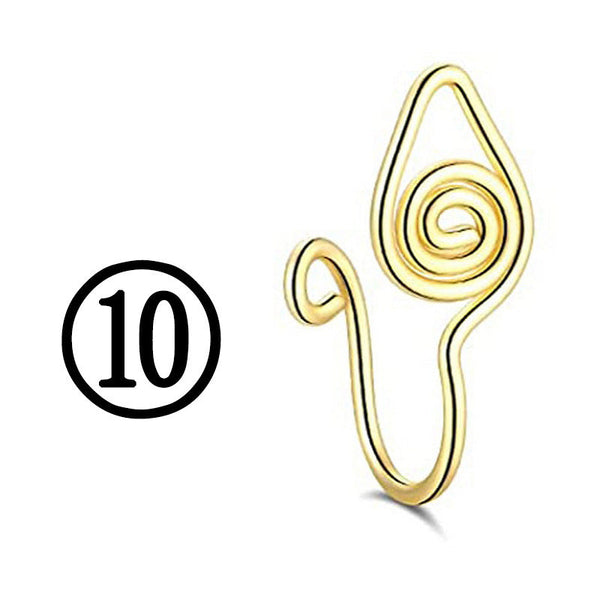 New Twisted Geometric Hollow Stainless Steel Non-hole Fake Nose Maiden-Art