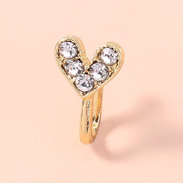 Gold rhinestone nose ring, mini crown rhinestone nose ring, piercing crown nose clip Maiden-Art