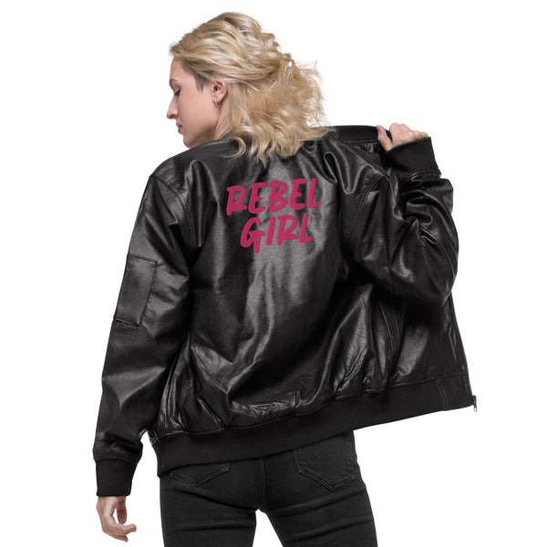 REBEL GIRL Leather Bomber Jacket