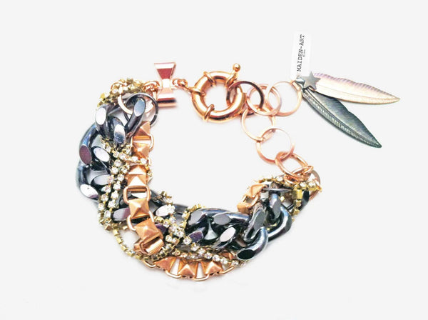 Rose Gold and GunMetal Chain and Charms Bracelet - Maiden-Art