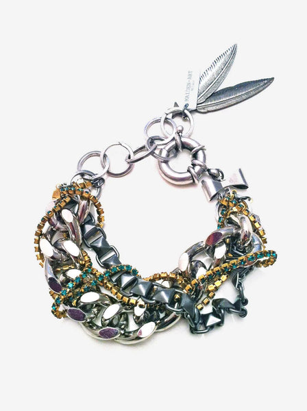 Silver and GunMetal Chain and Charms Bracelet - Maiden-Art