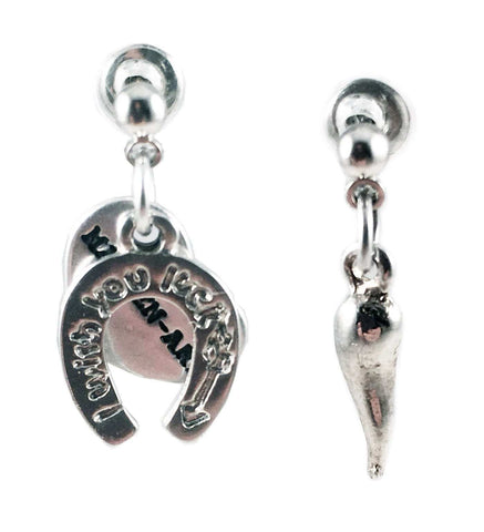 Horseshoe and lucky horn Earrings. Perfect for parties, summer time and gift for her. - Maiden-Art