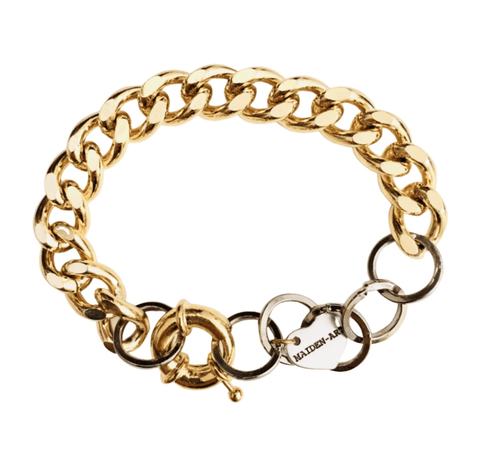 18kt Gold plated Curb chain bracelet and rudder clasp. Gold Curb Chain Bracelet. - Maiden-Art