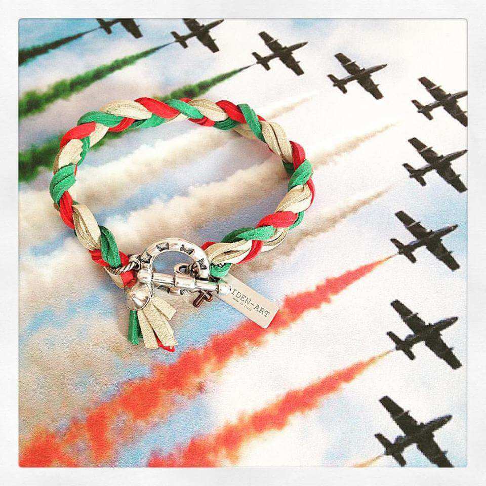 Mens braided 3 colors #freccetricolori deerskin wrap bracelet - Maiden-Art