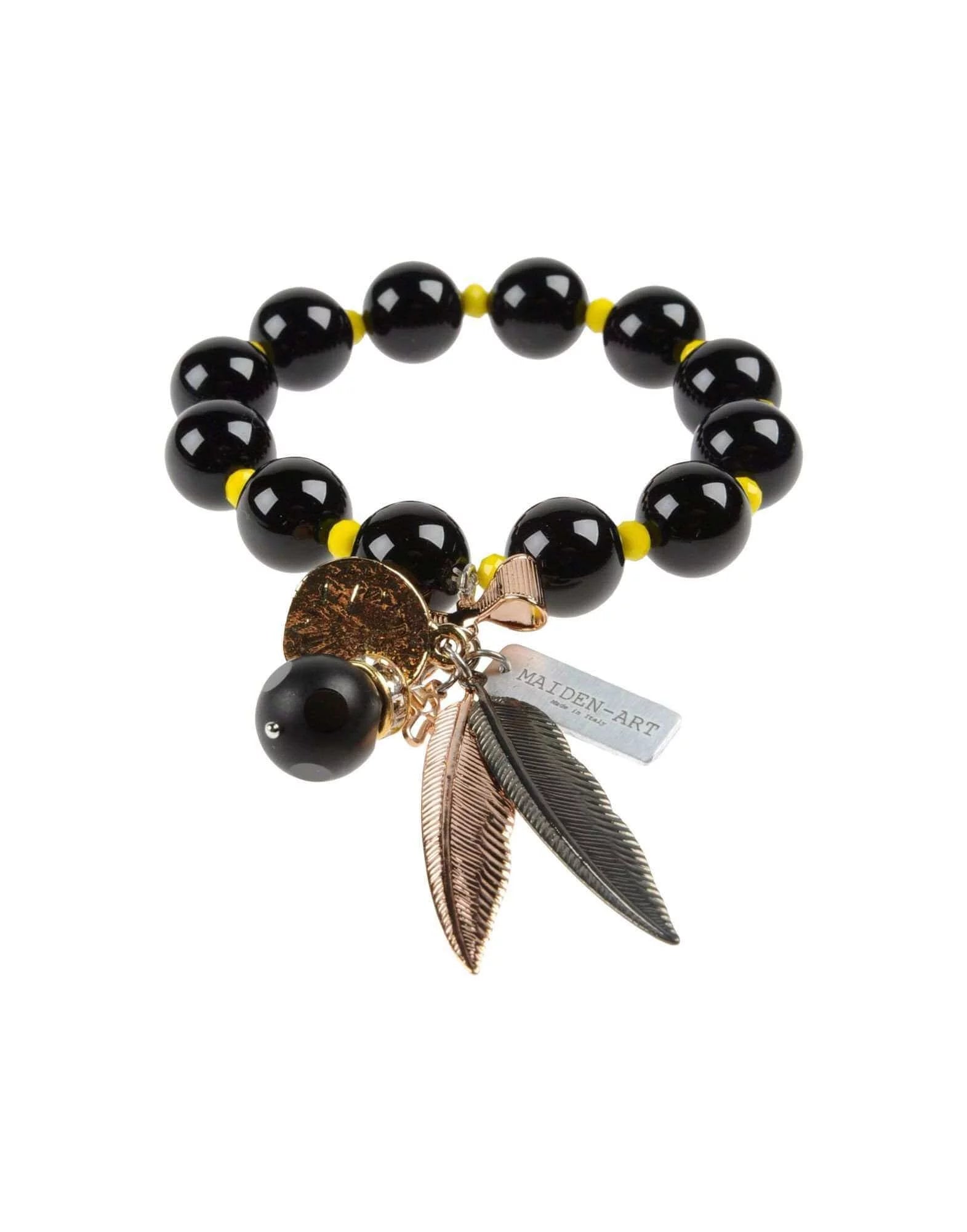 Stylish charm bracelet with black onyx and charms - Maiden-Art