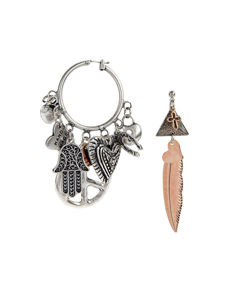 Hoop earrings with Hamsa pendant and charms - Maiden-Art