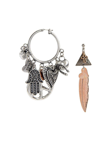 Hoop earrings with Hamsa pendant and charms - Maiden-Art
