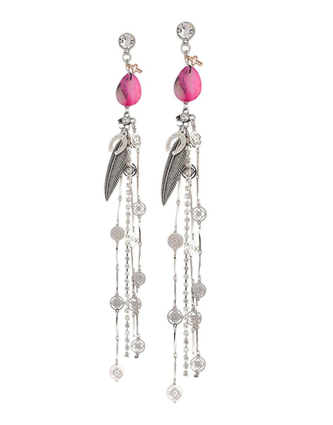 Mystic Allure Earrings with Pink Agate Stones and Silver - Maiden-Art