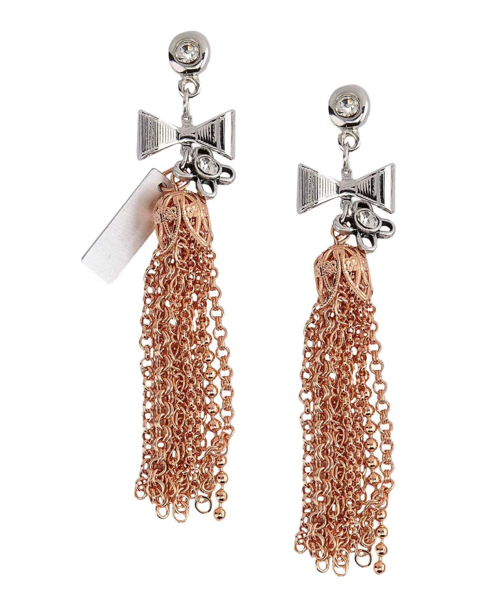 Tassel Earrings in Silver, Rose Gold and Crystals - Maiden-Art