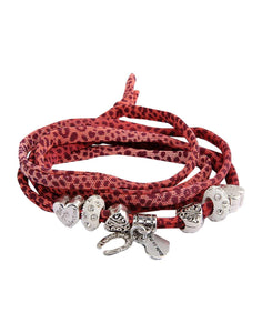 Red Leopard Print Friendship Bracelet with Charms - Maiden-Art