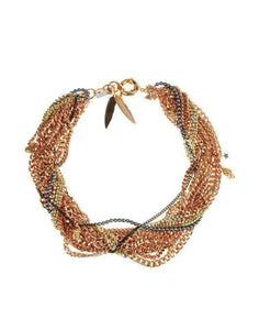 Rose Gold Statement Necklace with Charms and Swaroski Crystals - Maiden-Art