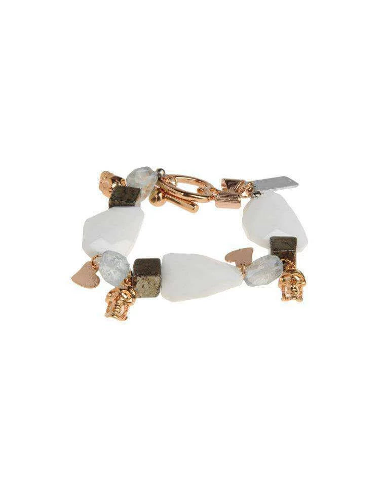 White onyx and aquamarine stones beaded bracelet - Maiden-Art