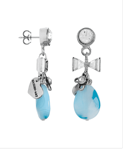 Blue agate stone dangle and drop earrings. Pierced earrings. - Maiden-Art