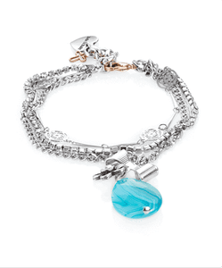 Blue agate stone charm bracelet. Silver Charm Bracelet. - Maiden-Art