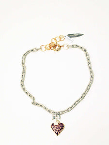 Animalier, leopard print heart charm necklace - Maiden-Art