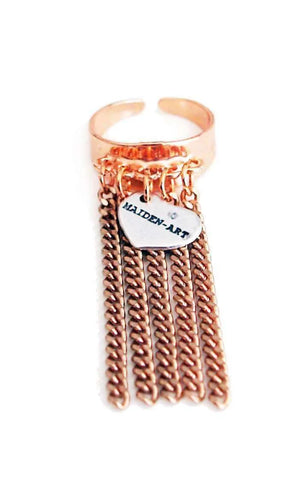 Statement ring in rose gold with fringes - Maiden-Art