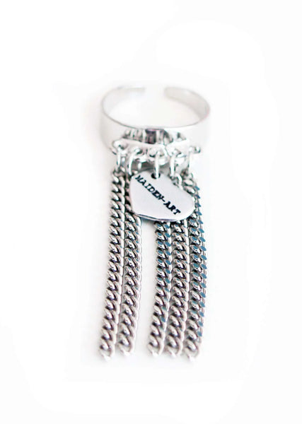 Statement ring in silver with fringes - Maiden-Art
