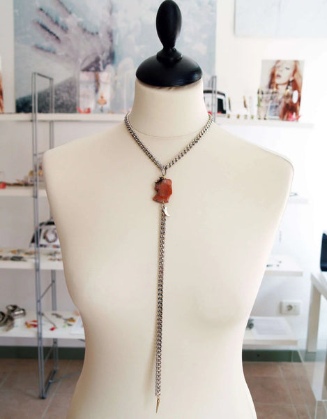 Silver necklace with agate stone - Maiden-Art