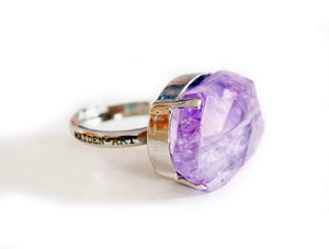 Silver ring with amethyst stone - Maiden-Art