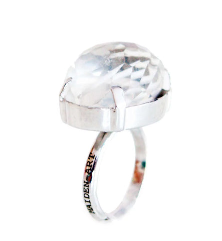 Silver ring with rock crystal stone - Maiden-Art
