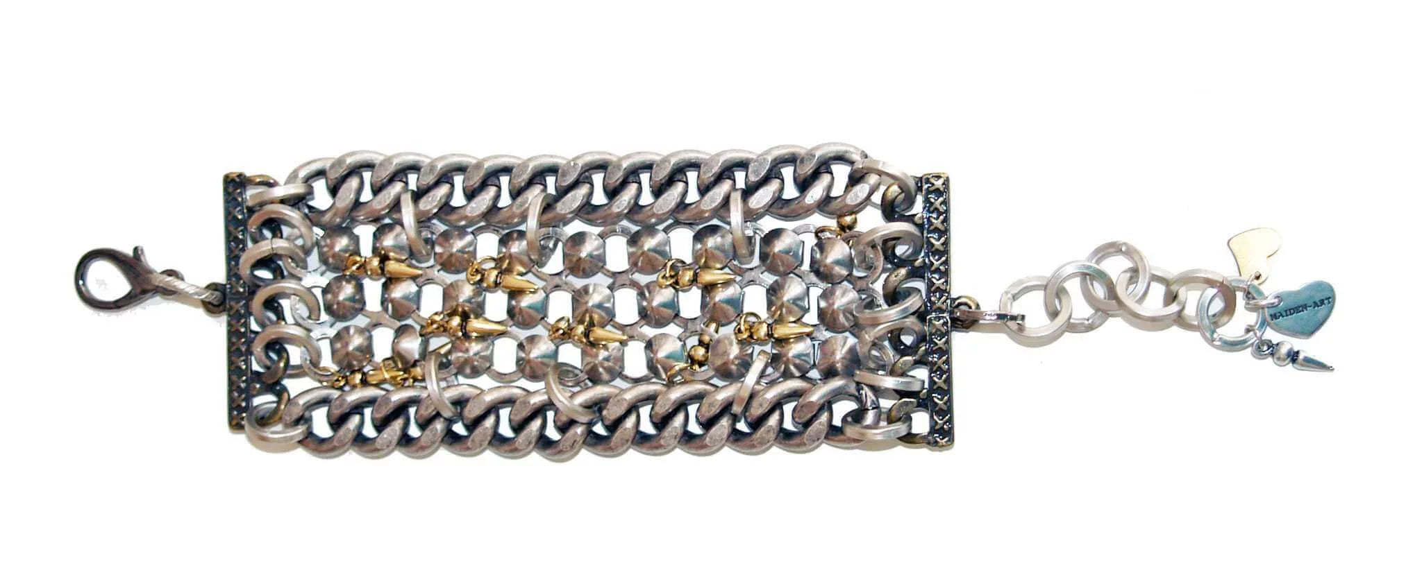 Silver cuff bracelet with studs - Maiden-Art