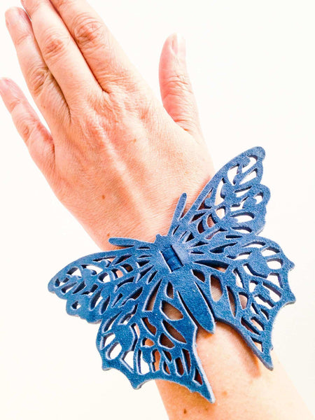 Butterfly True Leather Bracelet-Hairband-Necklace-Bracciale-Fermacapelli-Farfalla in Vera Pelle - Maiden-Art
