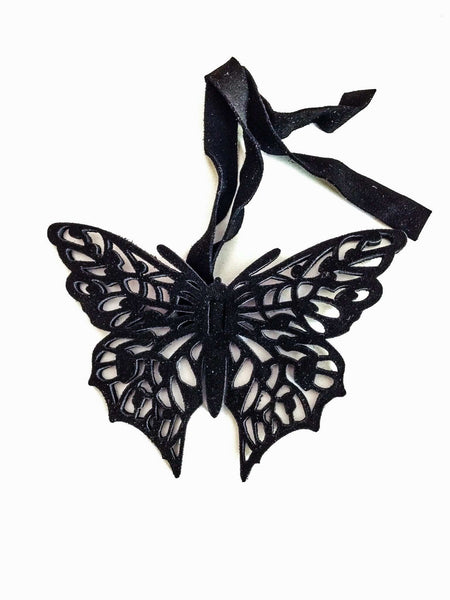 Butterfly True Leather Bracelet-Hairband-Necklace-Bracciale-Fermacapelli-Farfalla in Vera Pelle - Maiden-Art