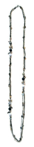 Moonstone Necklace with ematite jet Swarovski crystals, onyx and chalcedony stones - Maiden-Art