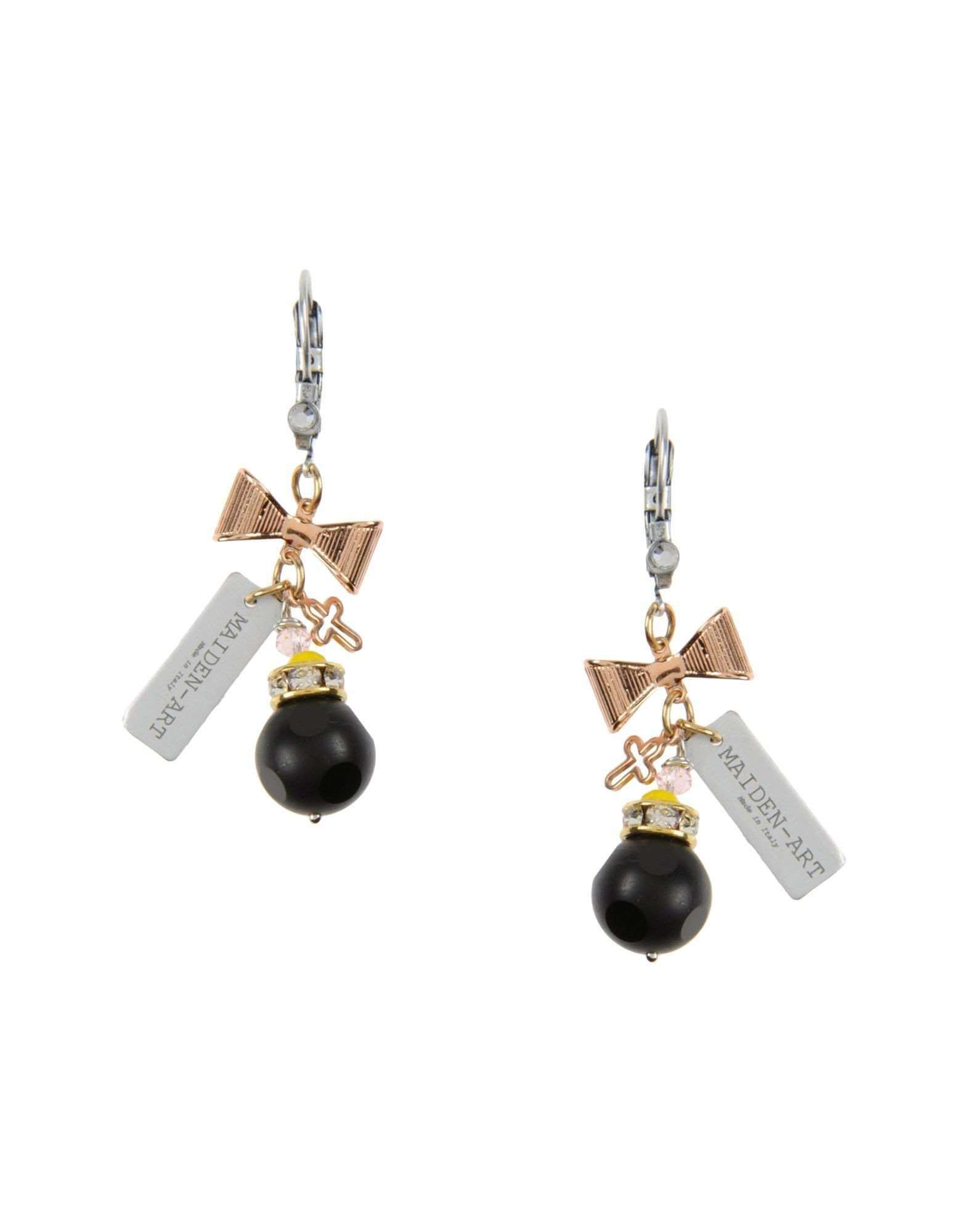 Black onyx cluster earrings with rose gold. Long earrings. - Maiden-Art